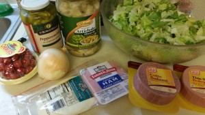 Antipasto salad - ingredients